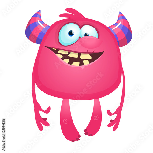 Funny cartoon monster. Vector illustration of excited monster character