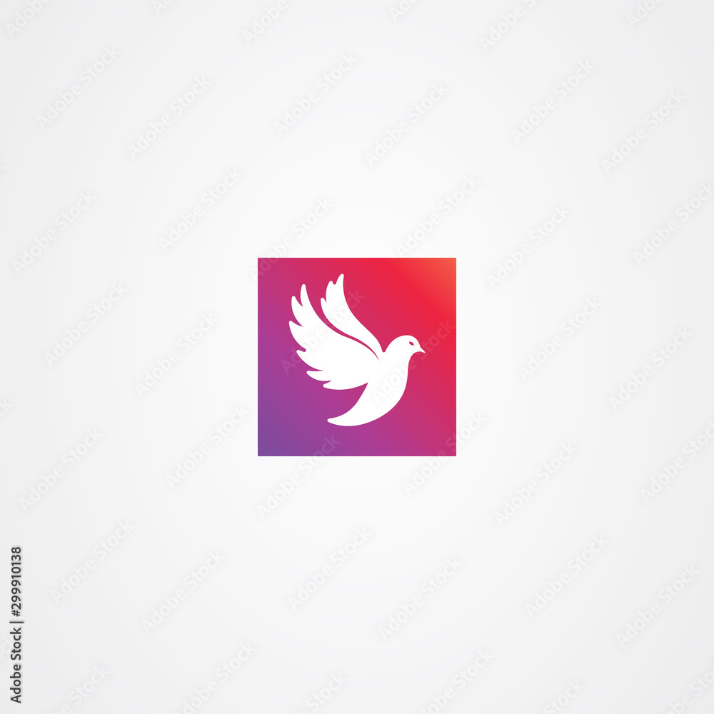 Fototapeta premium Flying bird dove icon logo vector design