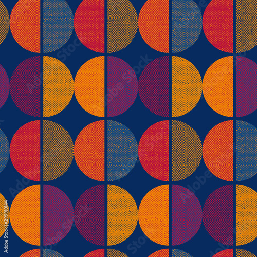 Vintage color geometric round seamless pattern