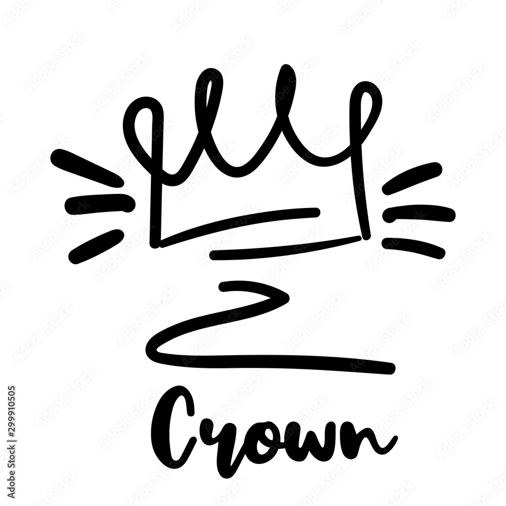 Fototapeta premium Crown logo icon. Queen, king, royal, princess, prince. isolated on white background. Hand drawn crown. Vector illustration