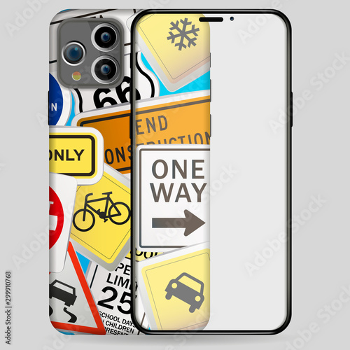 phone case mockup template. Vector illustration