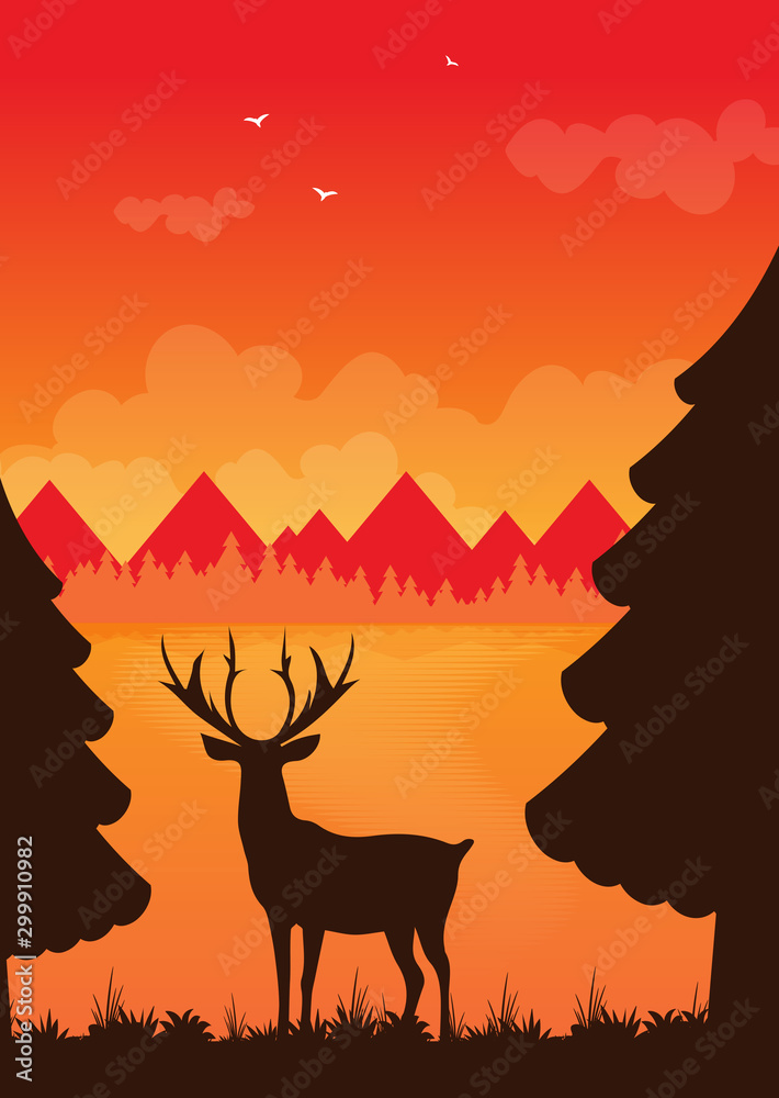 Flat vector banner with landscape. Background illustration Flat vector banner with landscape. Background illustration