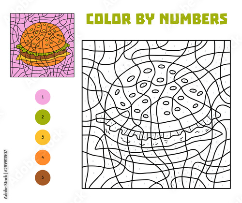 Color by number, education game, Burger