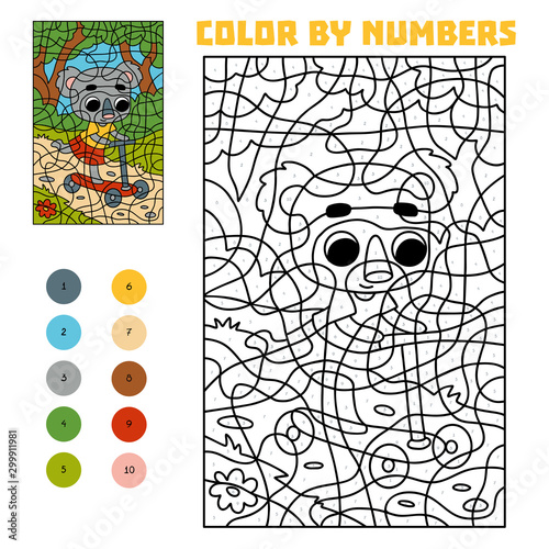 Color by number, Koala on a scooter