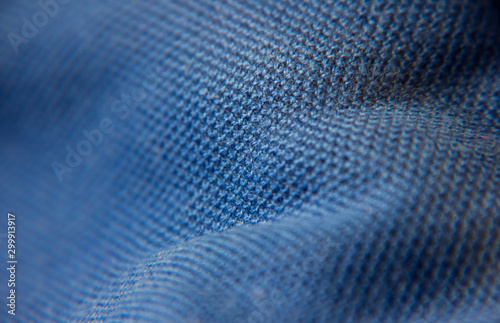 blue fabric close-up with textile texture