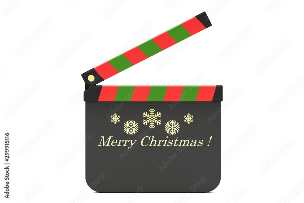 Naklejka premium カチンコを使ったクリスマスメッセージのフレームの3Dイラスト