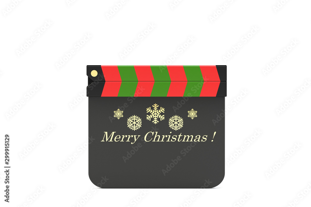 Naklejka premium カチンコを使ったクリスマスメッセージのフレームの3Dイラスト