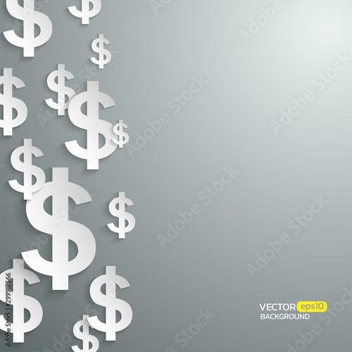 White dollars symbol on grey background. Eps 10 vector file