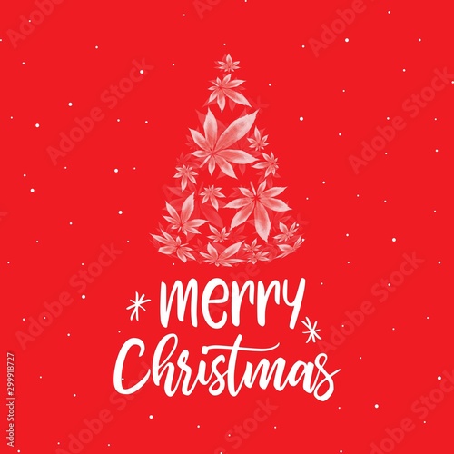 Christmas Tree and Cannabis leaves vector illustration