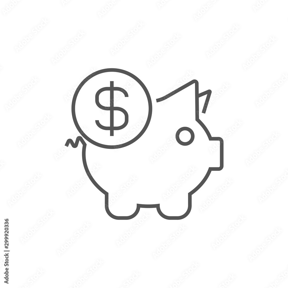 Piggy bank. Bank money box, money savings. Vector illustration. Vector line icon. EPS 10 Piggy bank. Bank money box, money savings. Vector illustration. Vector line icon. EPS 10