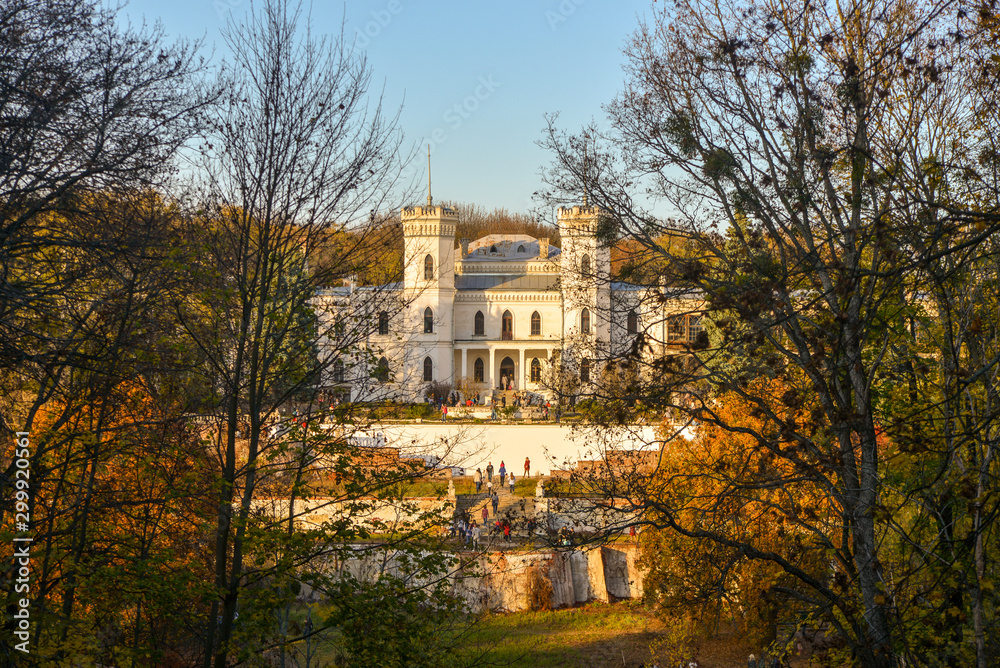 Old castle in autumn park