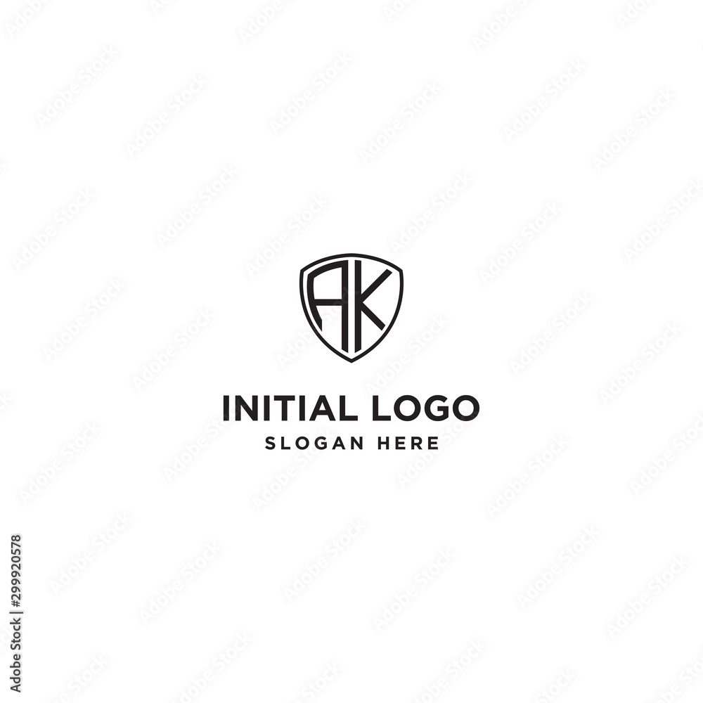 logo design inspiration for companies from the initial letters of the AK shield logo icon. -Vector
