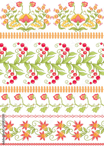 Tradition mughal motif, fantasy flowers in retro, vintage style. Seamless pattern, background. Vector illustration. Isolated on white background..