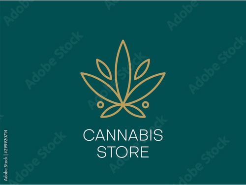 Cannabis logo or icon design in line art style. Vector