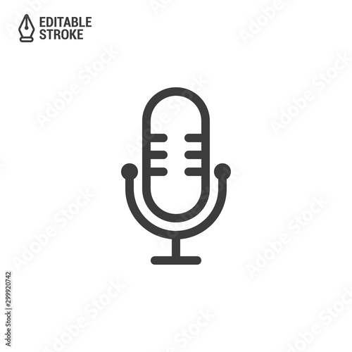 Podcast icon or logo design. Microphone icon with editable strokes. Vector