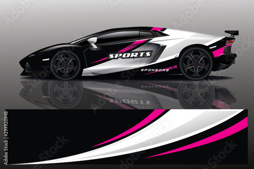 Sport Car decal wrap design vector. Graphic abstract stripe racing background kit designs for vehicle, race car, rally, adventure and livery - eps 10