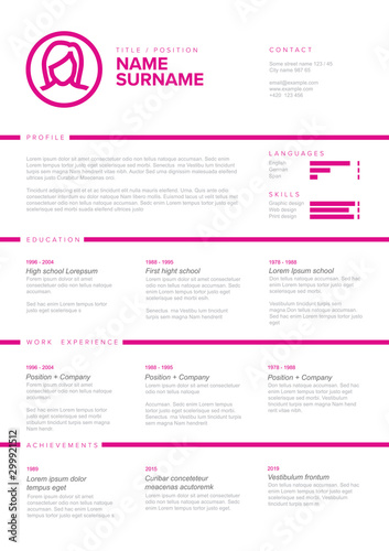 Minimalist girl resume cv template