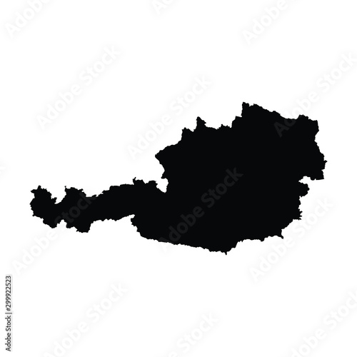 A black and white vector silhouette of the country of Austria