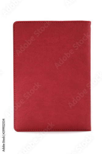 Red diary isolated on white background