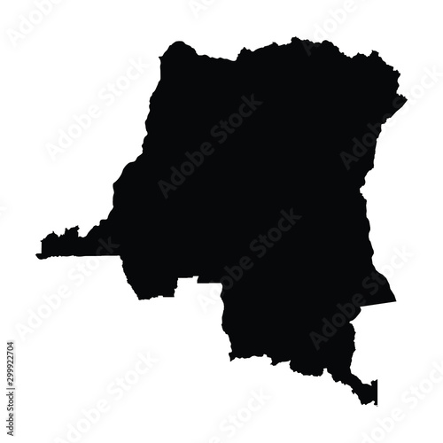 A black and white vector silhouette of the Democratic Republic of the Congo