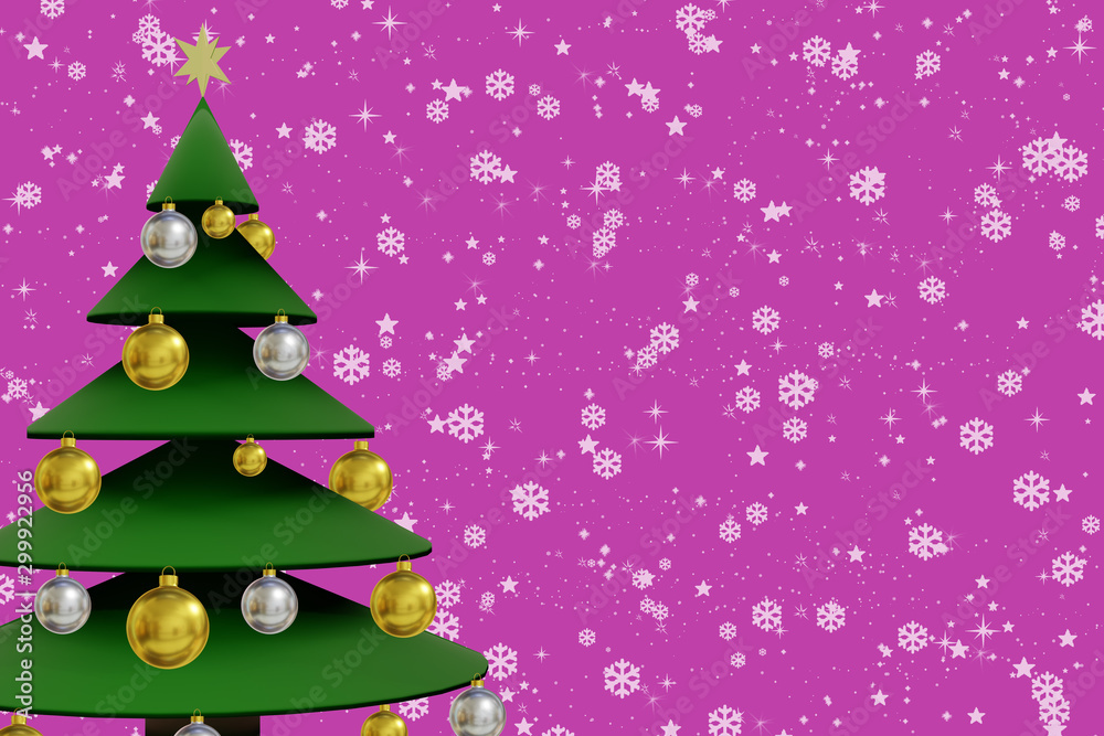 Christmas card with tree, 3D Illustration Christmas card with tree, 3D Illustration