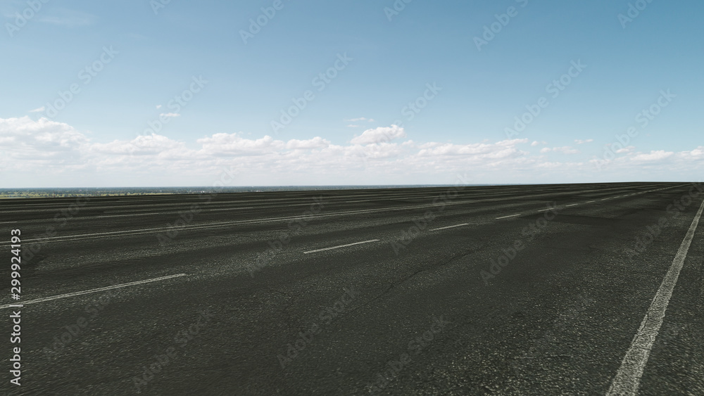 Fototapeta premium empty highway with blue sky and beautiful mountain.