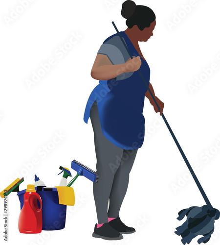 donna di colore addetta alle pulizie condominiali