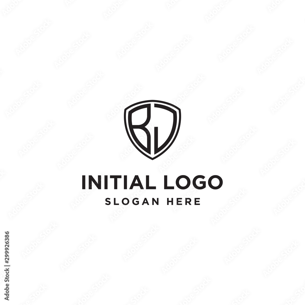 Initial letter BJ initials logo. Universal symbol icon vector design. Luxury abc shield logotype.