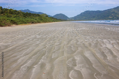 Some tracks at the sand in Fazenda beach, São Paulo, Brazil