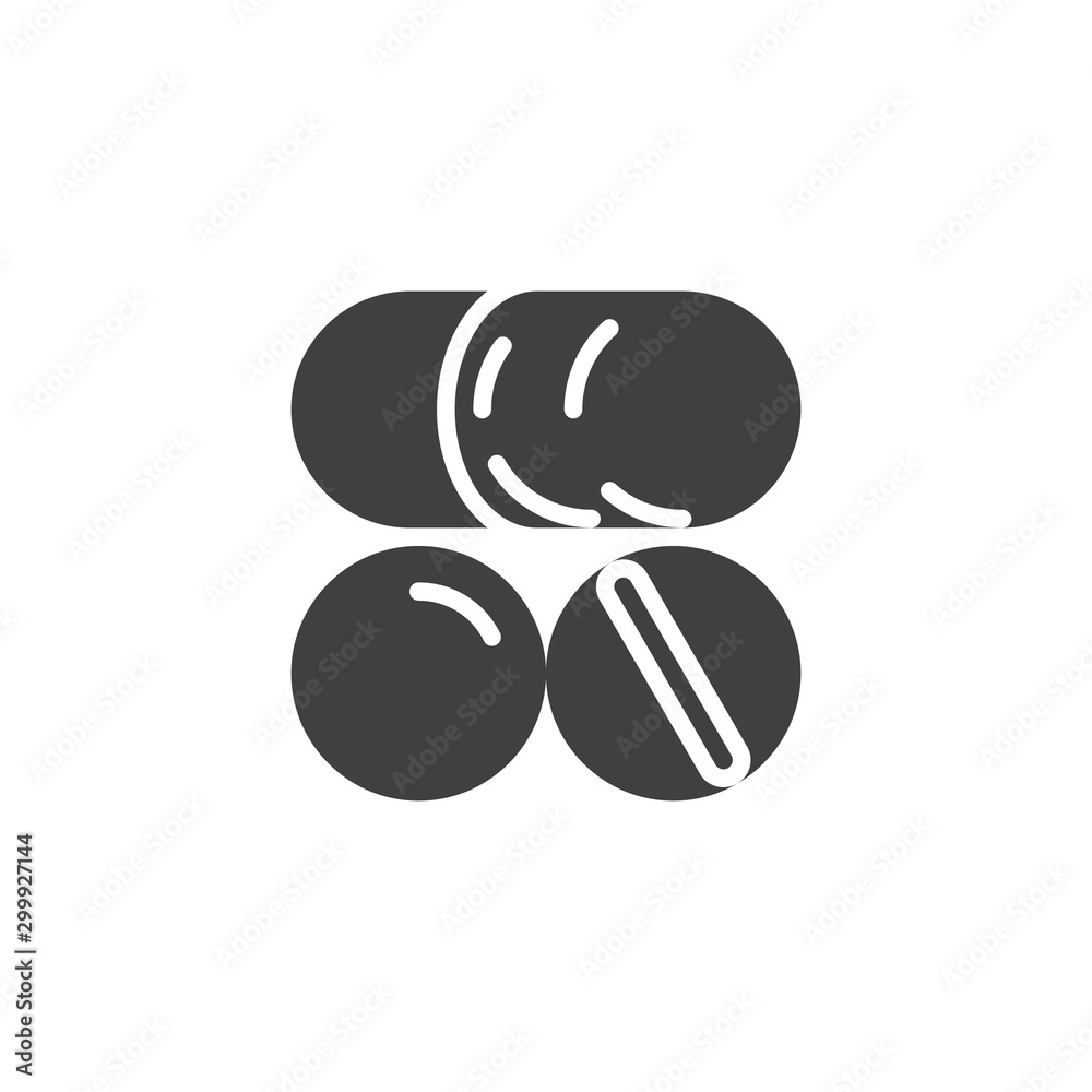 Obraz premium Medicine pill and tablets vector icon. filled flat sign for mobile concept and web design. Capsule pill and tablet glyph icon. Symbol, logo illustration. Vector graphics
