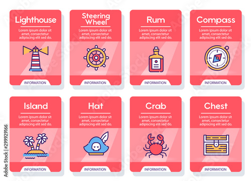Voyage items color linear icons set