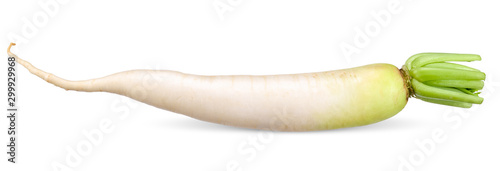 Daikon radish isolated on white clipping path