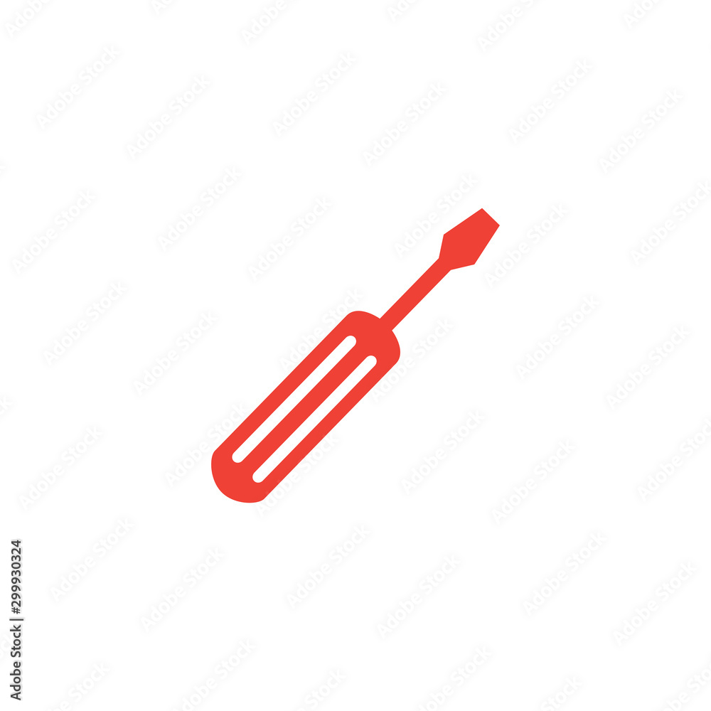 Screwdriver Red Icon On White Background. Red Flat Style Vector Illustration Screwdriver Red Icon On White Background. Red Flat Style Vector Illustration