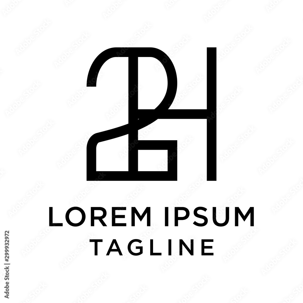 initial letter logo 2H, H2 logo template initial letter logo 2H, H2 logo template