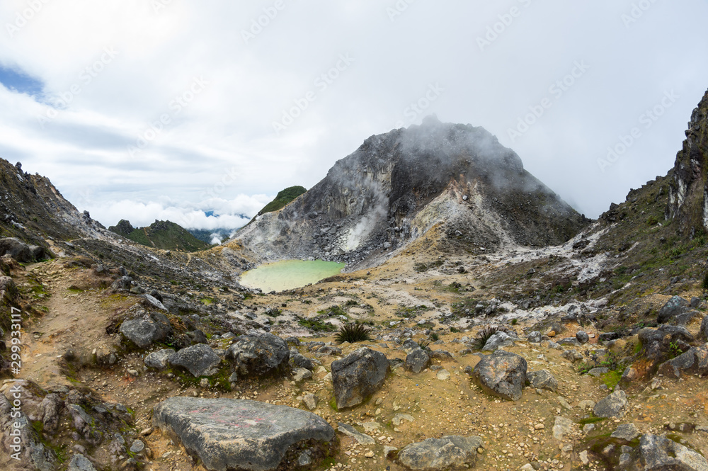 The crater of volcano Sibayak The crater of volcano Sibayak
