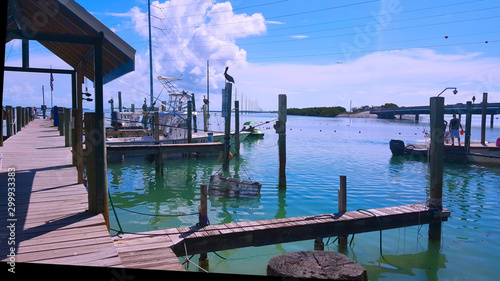 A quiet fishing pier and Marina in the Florida Keys.