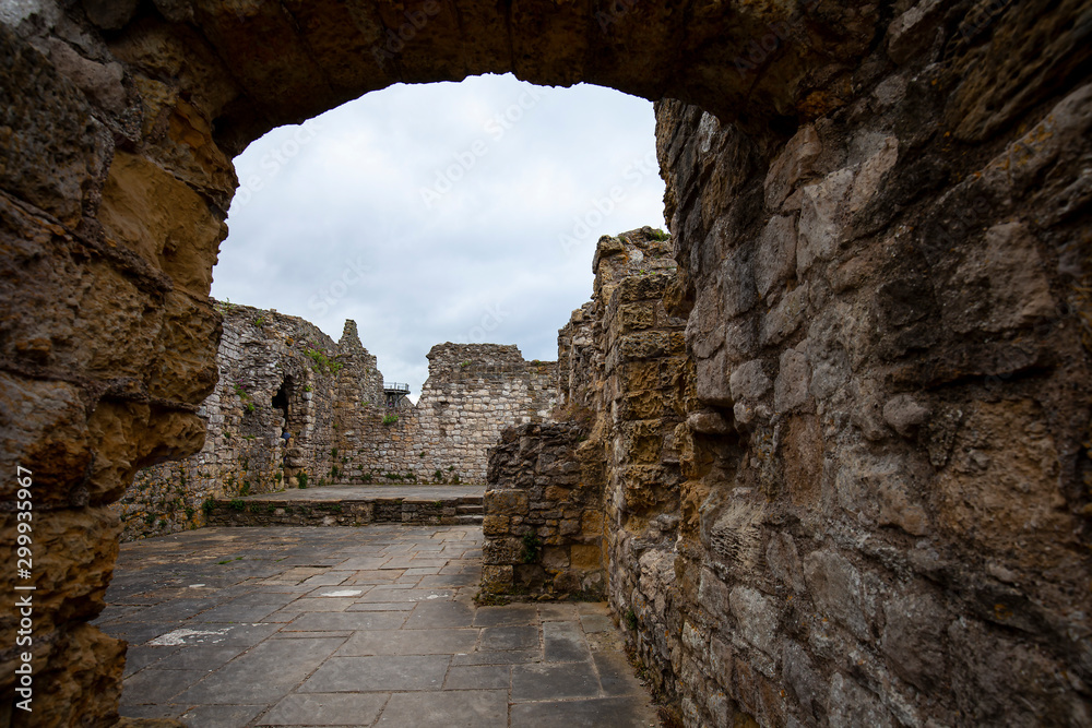 Medieval ruin of Scarborough Castle, Great Britain.