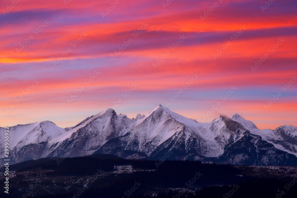 Tatra Mountains in winter wiev from Zakopane Poland in sunrise Tatra Mountains in winter wiev from Zakopane Poland in sunrise
