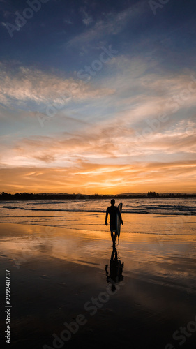 surf and sunset at byron bay