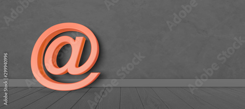 red email symbol on wall background. 3d illustration