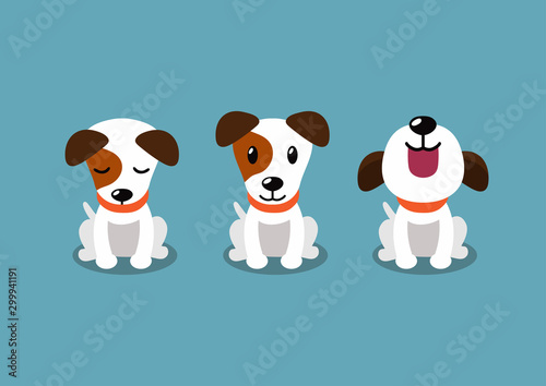 Cartoon character jack russell terrier dog poses for design.