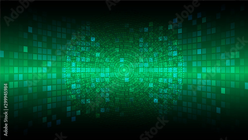 binary circuit board future technology, green cyber security concept background, abstract hi speed digital internet.
