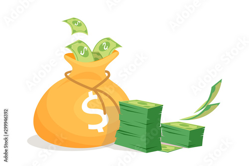 Money bag flat vector illustration