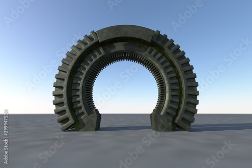 Space Gate into other world 3d rendering