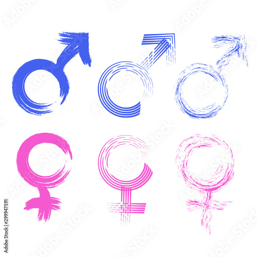 Gender symbols drawn with a brush