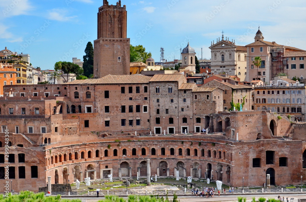 The Trajan's market, located on the Via dei Fori Imperiali, in Rome, Italy.
