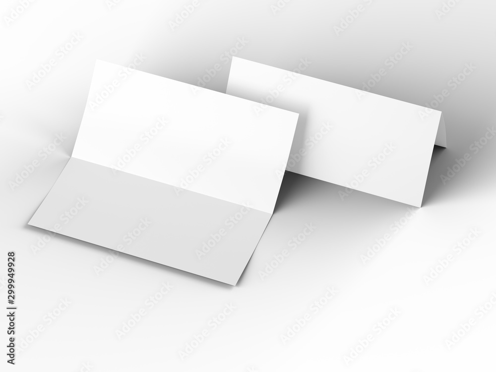 Leaflet folded to DL format - mock up - 3d illustartion Leaflet folded to DL format - mock up - 3d illustartion