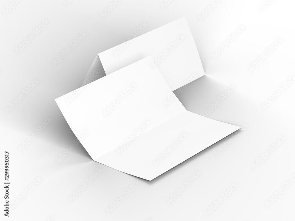 Leaflet folded to DL format - mock up - 3d illustartion Leaflet folded to DL format - mock up - 3d illustartion