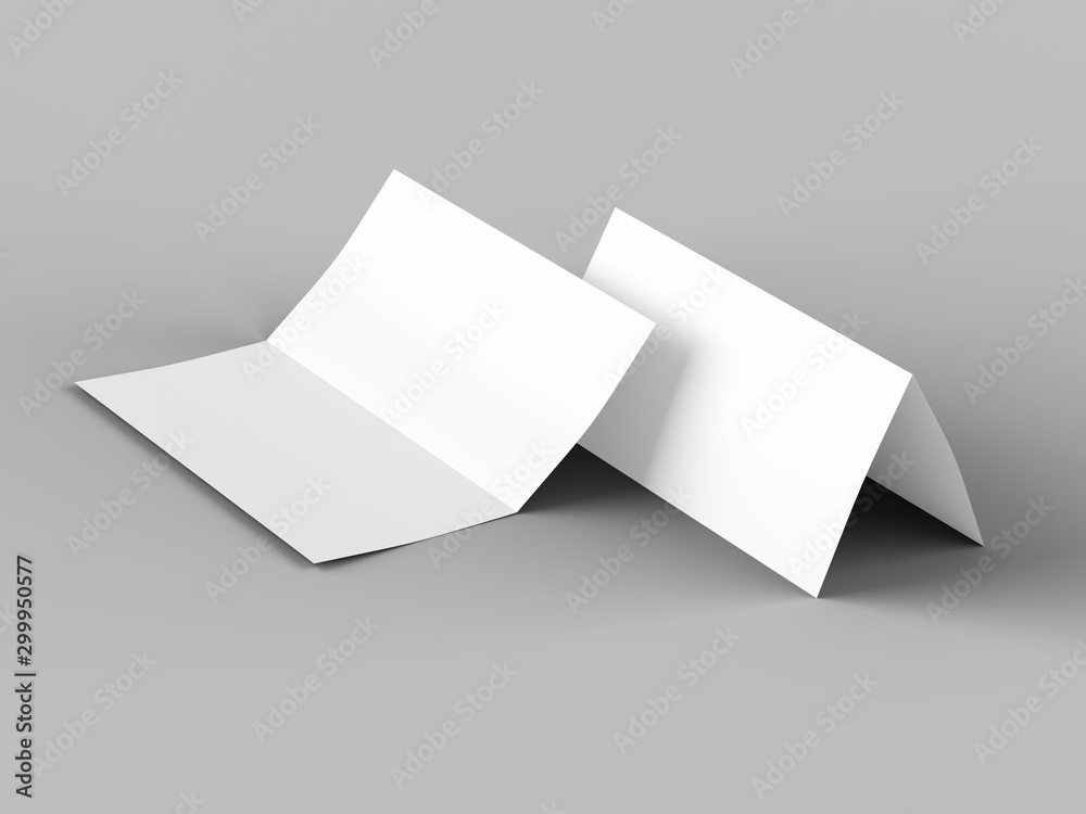 Leaflet folded to DL format - mock up - 3d illustartion Leaflet folded to DL format - mock up - 3d illustartion