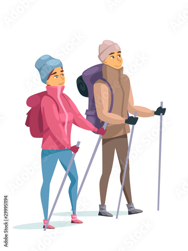 Married couple on winter vacation in mountains